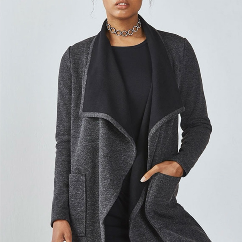 Fabletics Moscow cardigan coat sweater pockets charcoal gray black size M